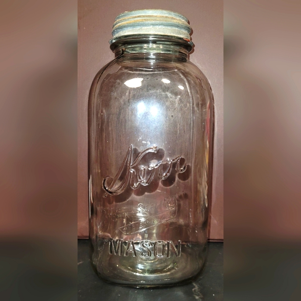 Tall Vintage Kerr Mason Jar With Porcelain Lined Lid
